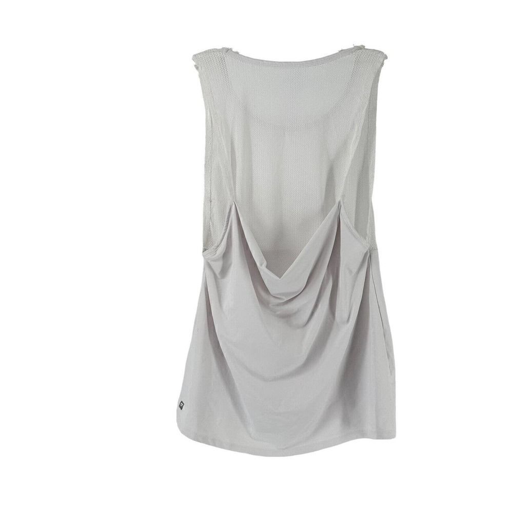 Fabletics Mesh Tank Top White Draped Back Active Wear Layering Size S Breathable